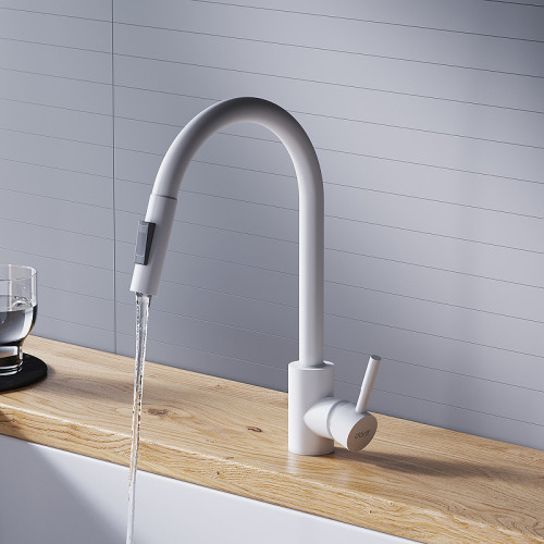 Смеситель для кухни Dorff Logic D3007533 Белый нержавеющая сталь