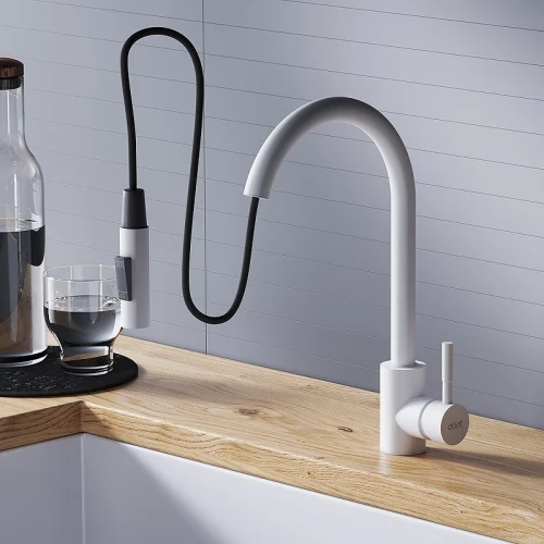 Смеситель для кухни Dorff Logic D3007533 Белый нержавеющая сталь