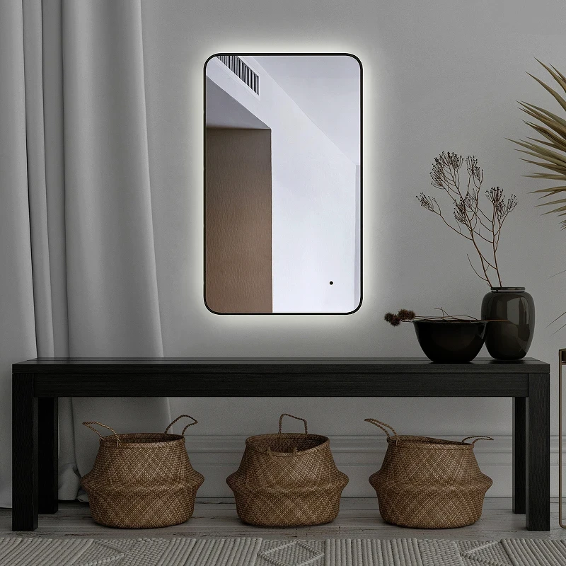 Зеркало Silver Mirrors Incanto 60 LED-00002538 с подсветкой Черное с бесконтактным выключателем и диммером стекло