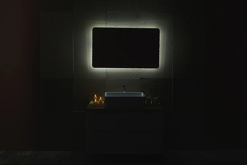 Зеркало Silver Mirrors Incanto 60 LED-00002538 с подсветкой Черное с бесконтактным выключателем и диммером стекло
