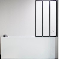 Шторка на ванну Veconi Palau PL-73BR 120 R PL73BR-120-01-19C4 профиль Черный матовый стекло прозрачное