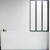 Шторка на ванну Veconi Palau PL-73BR 120 R PL73BR-120-01-19C4 профиль Черный матовый стекло прозрачное