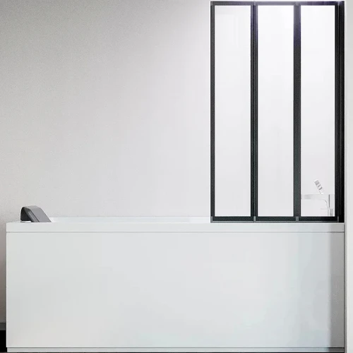 Шторка на ванну Veconi Palau PL-73BR 120 R PL73BR-120-01-19C4 профиль Черный матовый стекло прозрачное