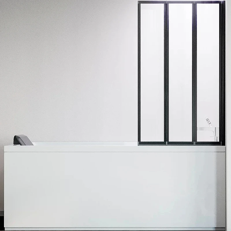 Шторка на ванну Veconi Palau PL-73BR 120 R PL73BR-120-01-19C4 профиль Черный матовый стекло прозрачное
