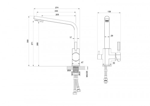 Смеситель для кухни Wonzon &amp; Woghand WW-88458003-BG цвет Брашированное золото