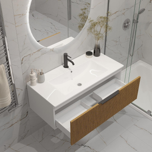 Тумба под раковину ЗОВ Кито 100 K100BT подвесная цвет Белый Тростник