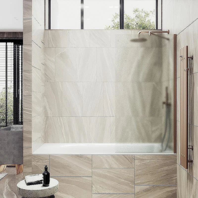 Шторка на ванну Maybah Glass MGV-94-2ш 800x1400 в широком профиле Бронза стекло сатиновое