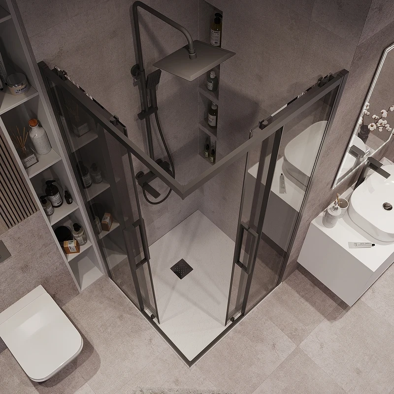 Душевой уголок Grossman Cosmo 90х90 300.K33.02.9090.21.10 профиль Черный матовый стекло тонированное