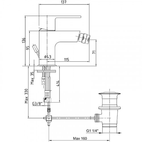 Смеситель для биде E.C.A. Nita 102110151EX Хром латунь