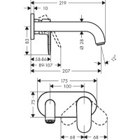 Смеситель для раковины Hansgrohe Vernis Shape 71578000 Хром латунь встраиваемый