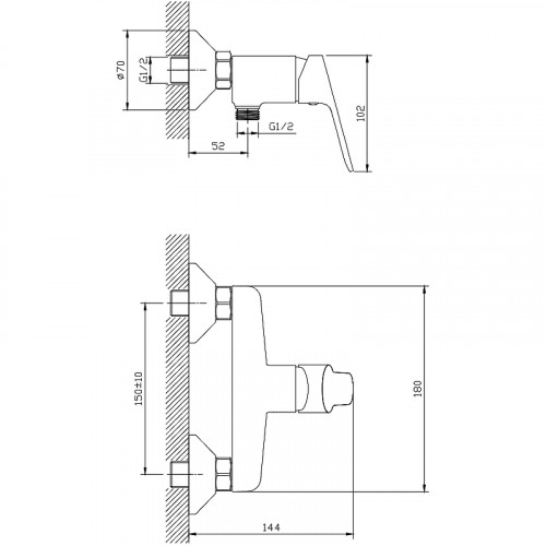 Смеситель для душа Splenka S07.20 Хром латунь на стену