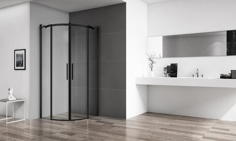 Душевой уголок BelBagno Acqua 90x90 ACQUA-R-2-90-C-NERO профиль Черный стекло прозрачное