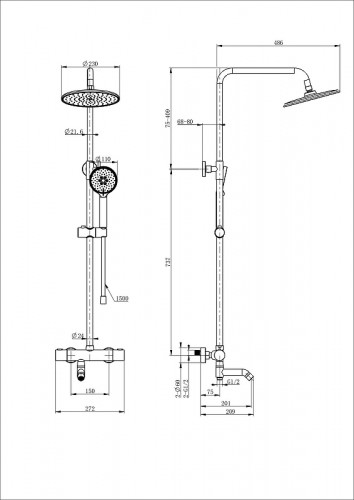 Душевая система Wonzon &amp; Woghand Inn WW-B3047-A1-CR с термостатом цвет Хром