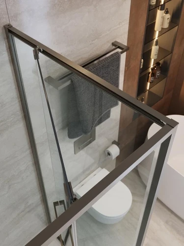 Душевой уголок Cezares Lux 80x100 LUX-AH-FS-1-80/100-C-GM профиль Оружейная сталь стекло прозрачное