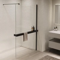 Душевая перегородка Vincea Walk in 100 VSW-1HR100CLB профиль цвет Черный стекло прозрачное