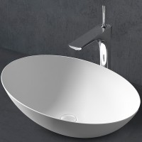 Раковина-чаша Abber Stein 50 AS2609 Белая матовая искусственный камень (литьевой мрамор) накладная