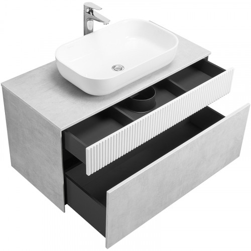 Тумба под раковину Aquaton Марбл 100 1A276301MH4C0 подвесная Слэйт Белый матовый МДФ / ЛДСП