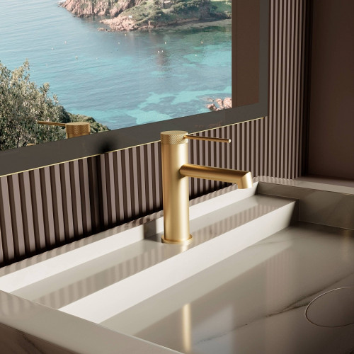 Смеситель для раковины Vincea Rim VBF-2RM1BG Брашированное золото латунь