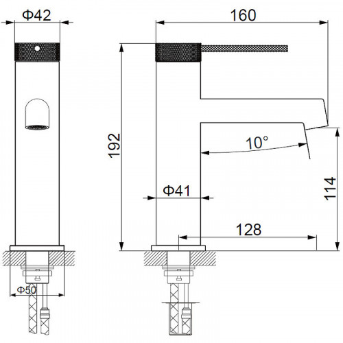Смеситель для раковины Vincea Rim VBF-2RM1BG Брашированное золото латунь