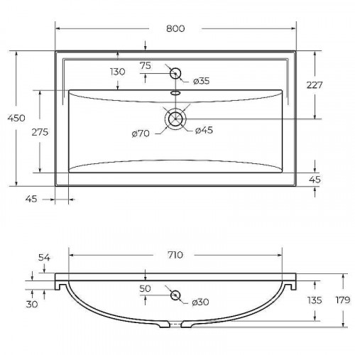 Раковина Cezares 80 CZR-800/450-LV-MR-FS Белая
