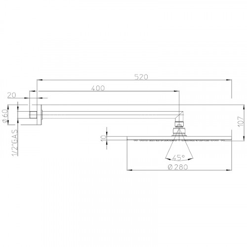 Верхний душ Bossini Cosmo H70596I.021 Золото латунь на стену