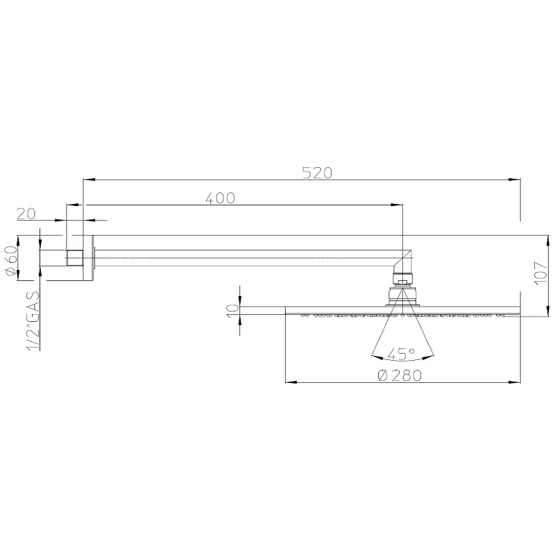 Верхний душ Bossini Cosmo H70596I.021 Золото латунь на стену