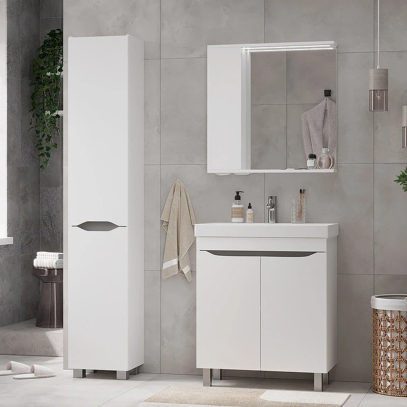 Зеркало со шкафом Volna Lake 70 L zsLAKE70.L-01 с подсветкой Белое
