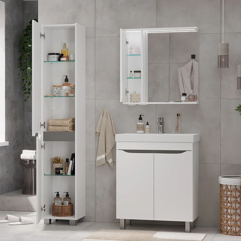 Зеркало со шкафом Volna Lake 70 L zsLAKE70.L-01 с подсветкой Белое
