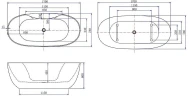 Акриловая ванна Aquanet Family Sweet 155778-GW-MB 170x78 293085 цвет Черный матовый Белый