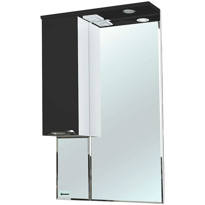 Зеркало со шкафом Bellezza Альфа 65 L 4618810002044 с подсветкой Белое Черное МДФ / ЛДСП, стекло