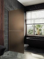 Душевая перегородка Maybah Glass MGD-1460-2у 990х1950 в узком профиле с полотенцедержателем Бронза стекло бронзовое матовое