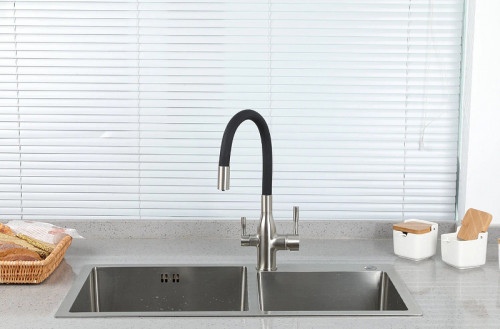 Смеситель для кухни Frap H69 F4396-5 Сатин Черный латунь