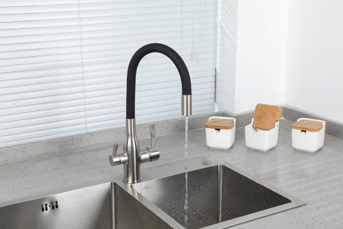 Смеситель для кухни Frap H69 F4396-5 Сатин Черный латунь