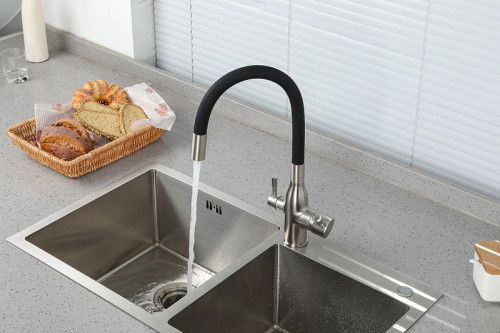 Смеситель для кухни Frap H69 F4396-5 Сатин Черный латунь