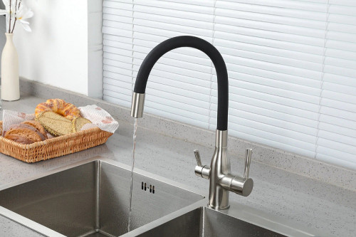 Смеситель для кухни Frap H69 F4396-5 Сатин Черный латунь