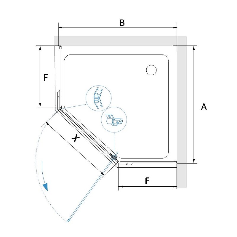 Душевой уголок RGW Passage PA-081B 120x120 35088122-14 профиль Черный стекло прозрачное