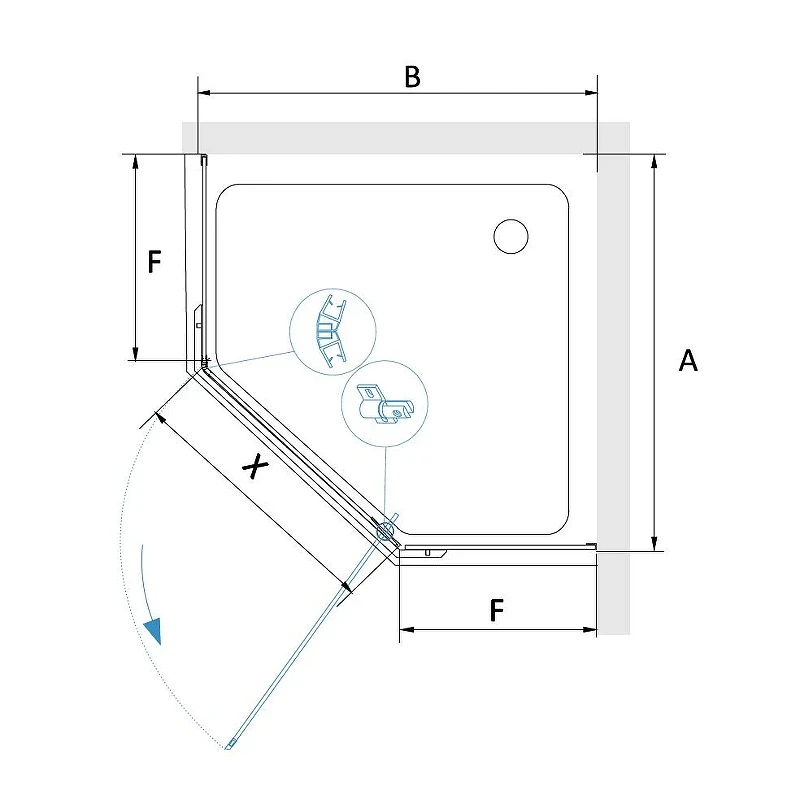 Душевой уголок RGW Passage PA-081B 120x120 35088122-14 профиль Черный стекло прозрачное