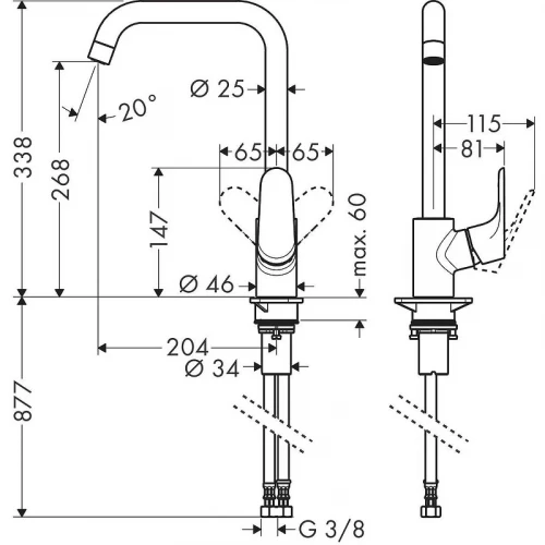 Смеситель для кухни Hansgrohe Focus M41 260 1jet 31820670 Черный матовый латунь