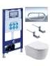 Комплект унитаза с инсталляцией Aquatek Set Aquatek Европа New-043 4в1 цвет Белый с сиденьем Микролифт и клавишей смыва цвет Хром глянцевый