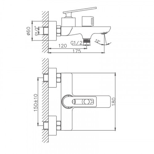 Смеситель для ванны Haiba HB60589 Хром на стену