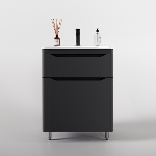 Тумба под раковину Style Line Марелла 60 Люкс Plus СС-00002397 Серый матовый антискрейтч МДФ / ЛДСП