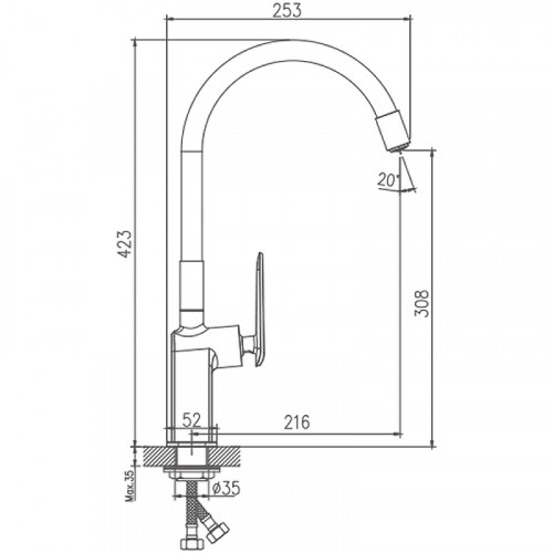 Смеситель для кухни Haiba HB73548-8 Белый Хром