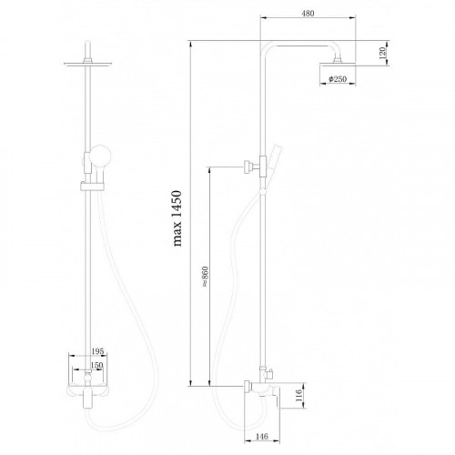 Душевая система Abber Weiss Insel AF8020L цвет Хром