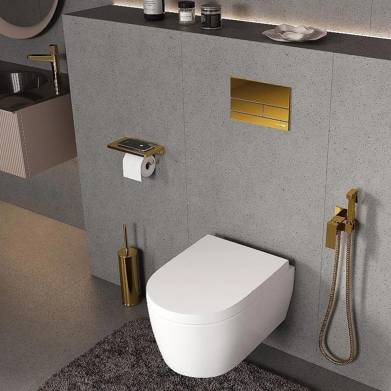 Инсталляция WasserKRAFT Alme 15TLT.010.ME.PG04 для унитаза с клавишей смыва Золото