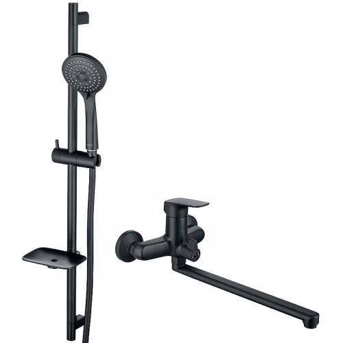 Смеситель для ванны Aquatek Вега AQ1033MB универсальный Черный матовый латунь на стену