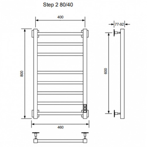 Электрический полотенцесушитель Ника Step-2 80/40 U Хром нержавеющая сталь