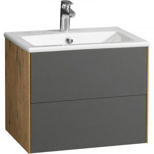 Тумба под раковину Aquaton Сохо 60 1A258001AJA00 подвесная Дуб веллингтон Графит софт МДФ / ЛДСП
