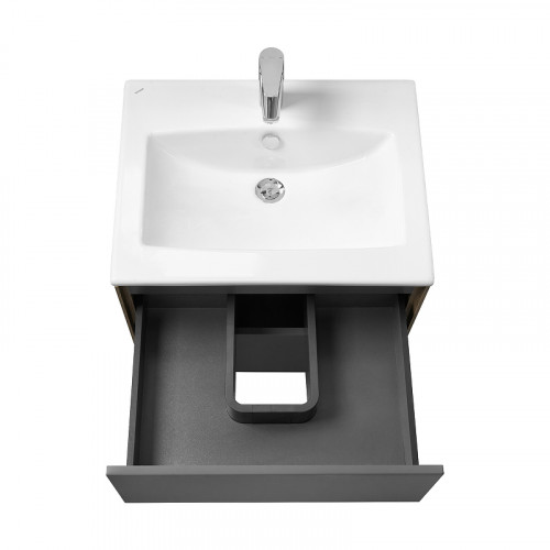 Тумба под раковину Aquaton Сохо 60 1A258001AJA00 подвесная Дуб веллингтон Графит софт МДФ / ЛДСП