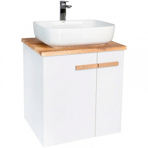 Тумба под раковину VIANT Мюнхен 60 VMUN60NBEL-T2STP подвесная Белая матовая МДФ / ЛДСП