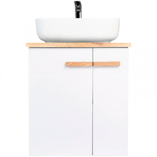 Тумба под раковину VIANT Мюнхен 60 VMUN60NBEL-T2STP подвесная Белая матовая МДФ / ЛДСП